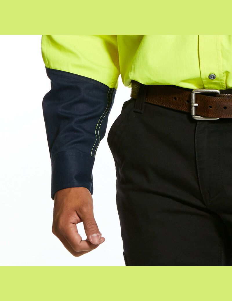 Camisas De Traje Ariat FR Hi-Vis Trabajo Hombre Amarillo | OJGL36085