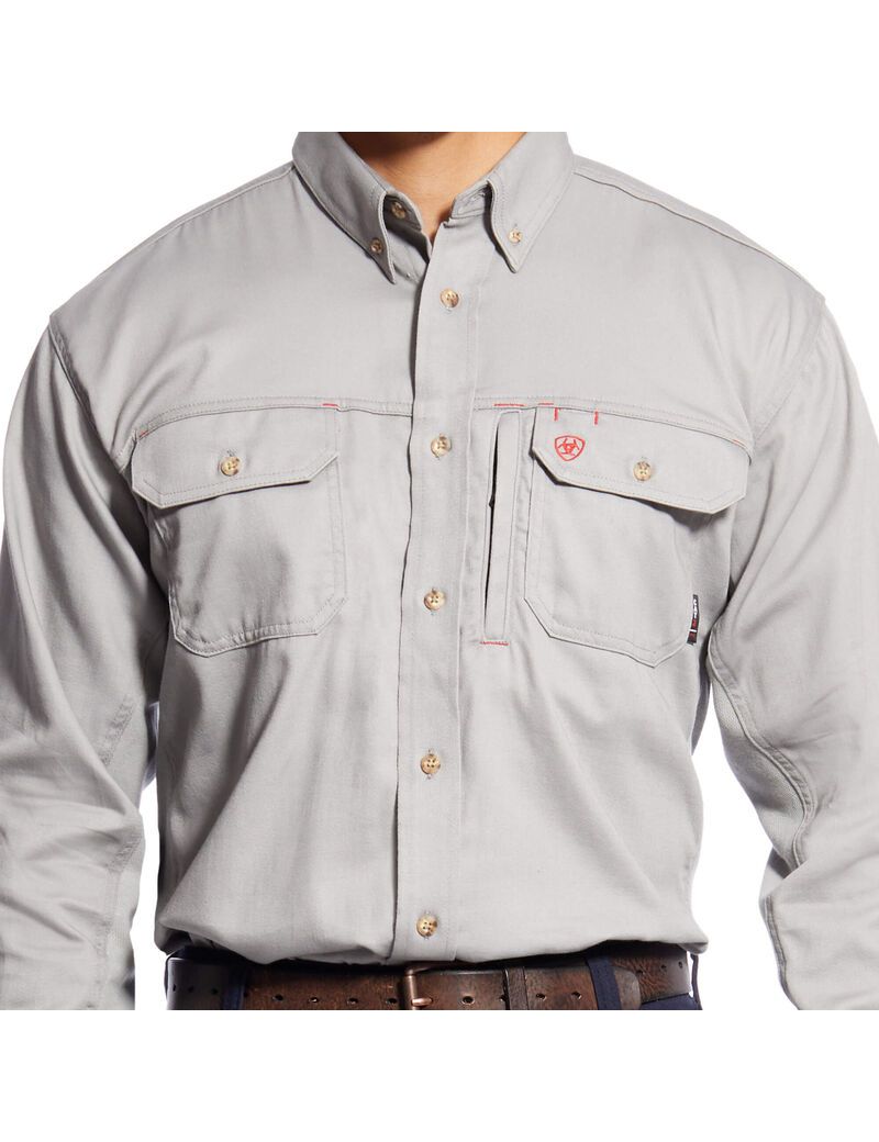 Camisas De Traje Ariat FR Solid Vent Trabajo Hombre Plateadas | IQNA60945