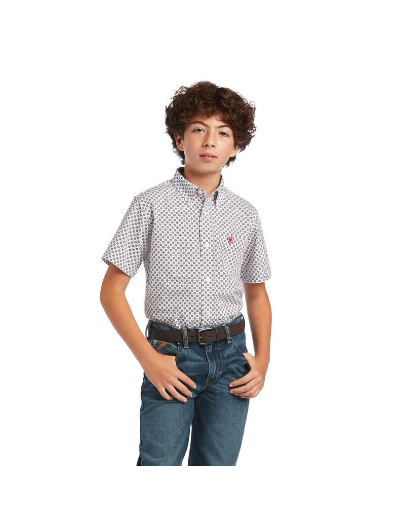 Camisas De Traje Ariat Fionn Classic Fit Niños Blancas | ASQR37149