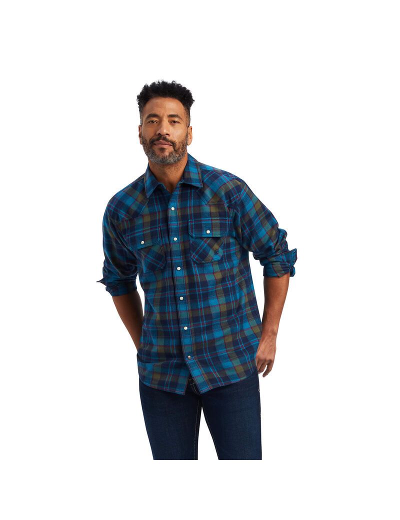 Camisas De Traje Ariat Halstead Retro Fit Hombre Turquesa | XLNF31874