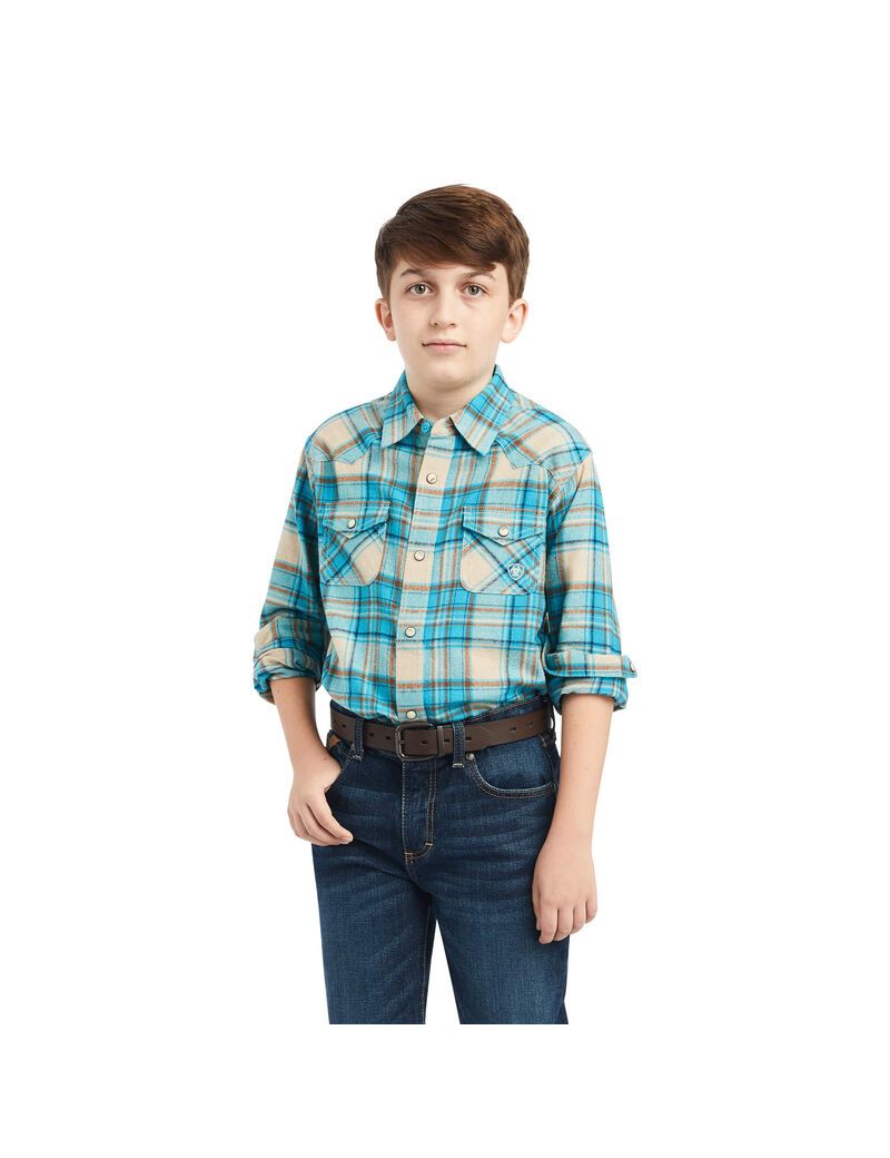 Camisas De Traje Ariat Handley Retro Fit Niños Turquesa | VEDO49281