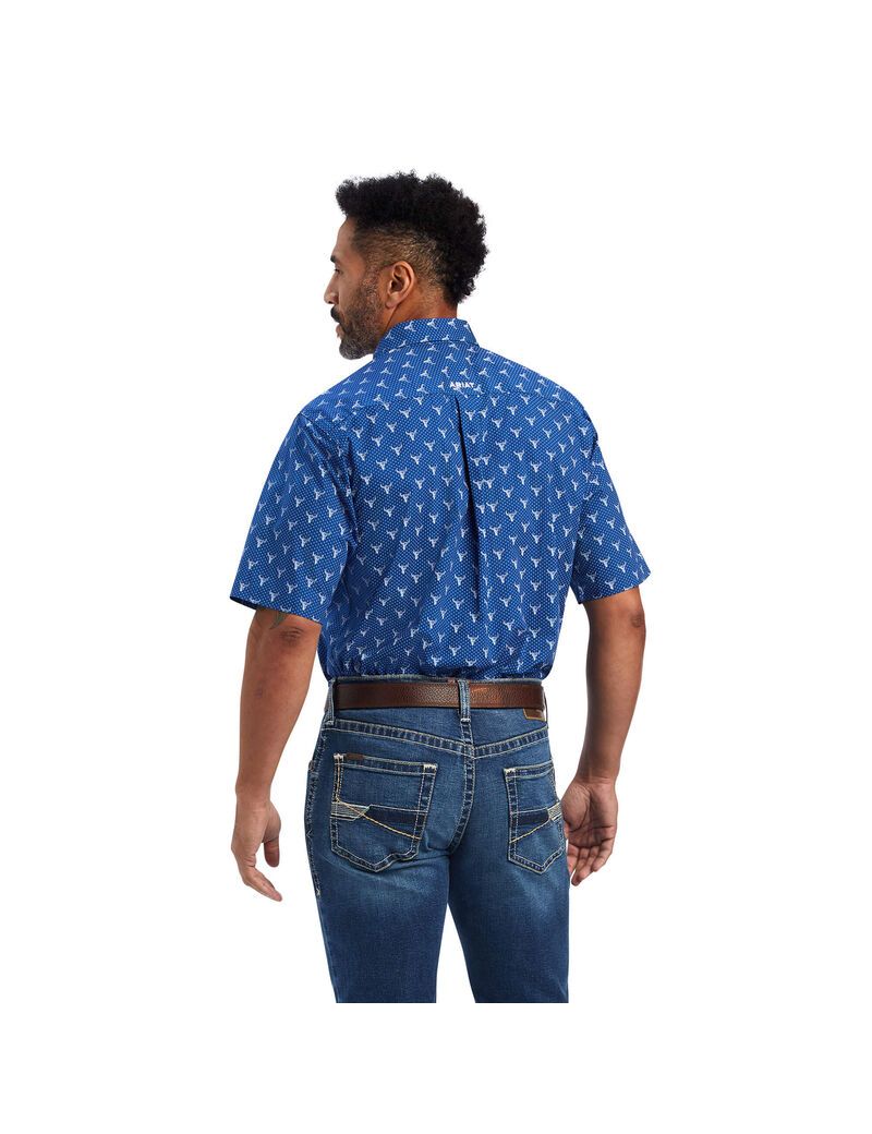 Camisas De Traje Ariat Jai Classic Fit Hombre Azul Real Azules | WEFO82079