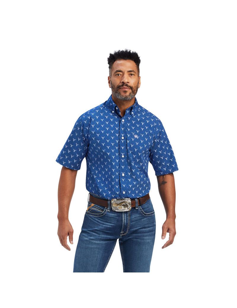 Camisas De Traje Ariat Jai Classic Fit Hombre Azul Real Azules | WEFO82079