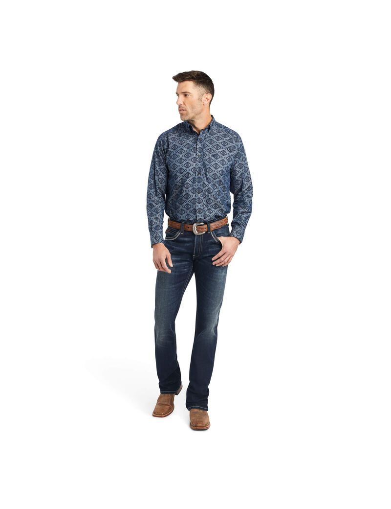 Camisas De Traje Ariat Keanu Classic Fit Hombre Azules | WRSI79481