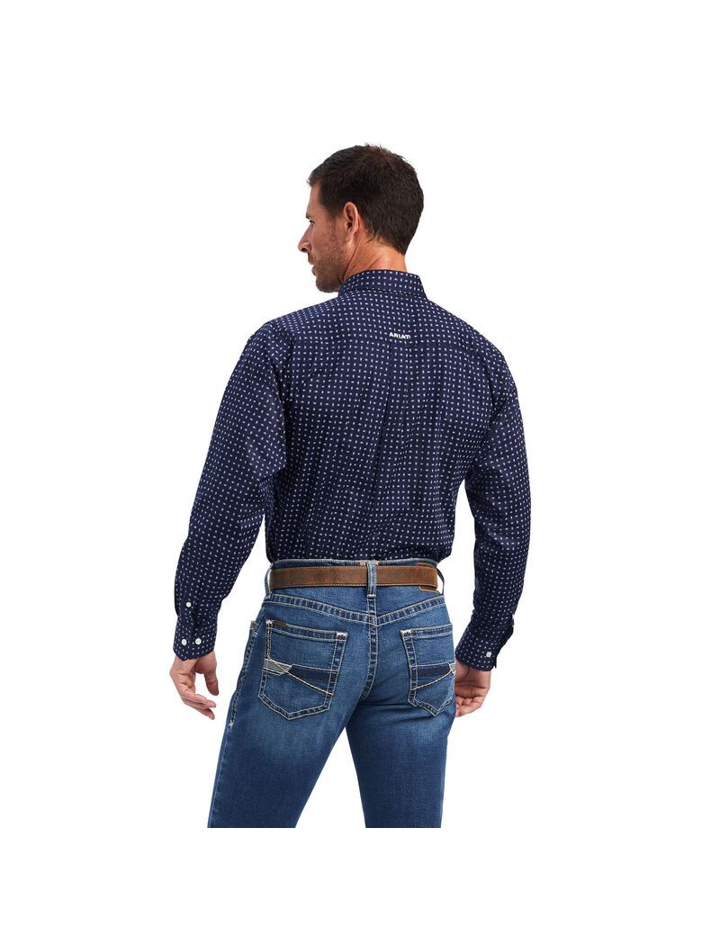 Camisas De Traje Ariat Niko Stretch Fitted Hombre Azules | RUFX87062