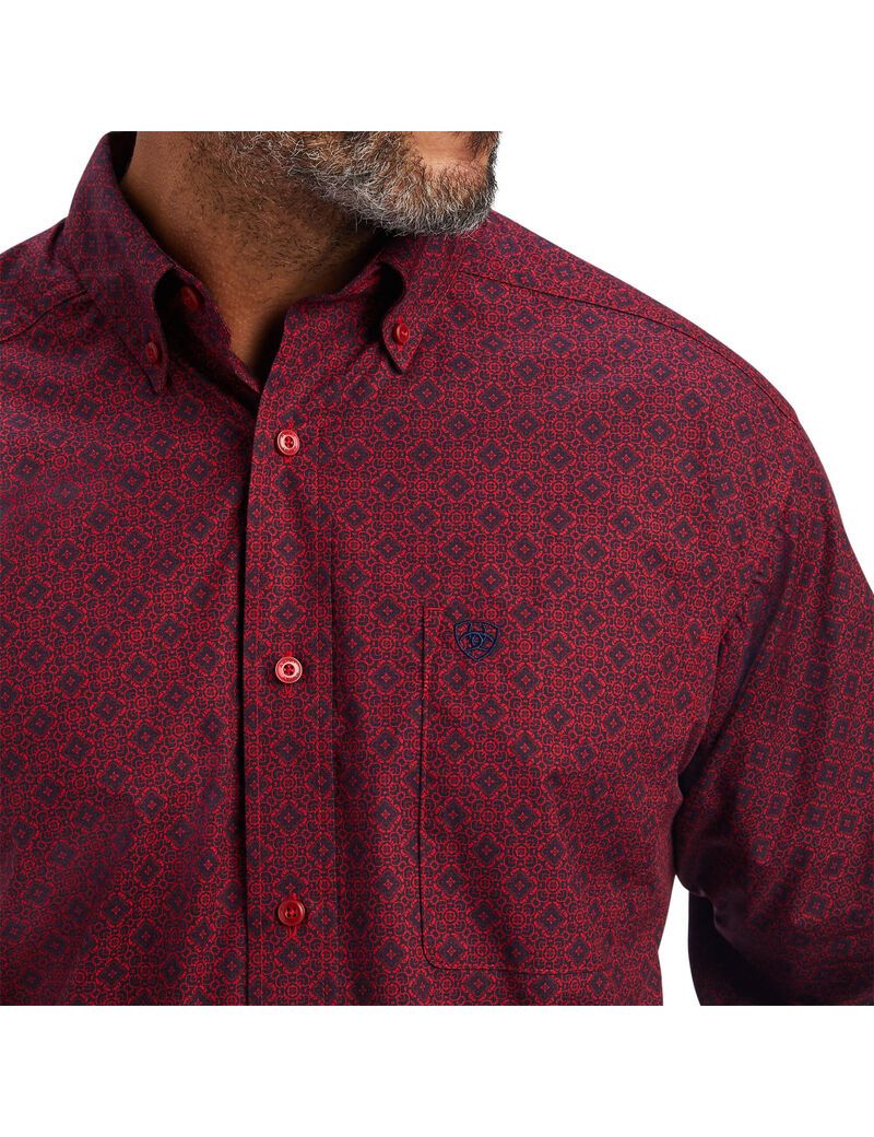 Camisas De Traje Ariat Nyles Classic Fit Hombre Rojas | IDRC13582