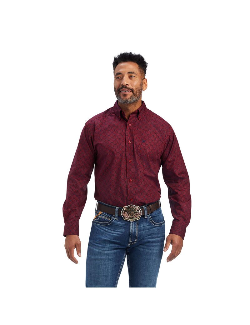 Camisas De Traje Ariat Nyles Classic Fit Hombre Rojas | IDRC13582