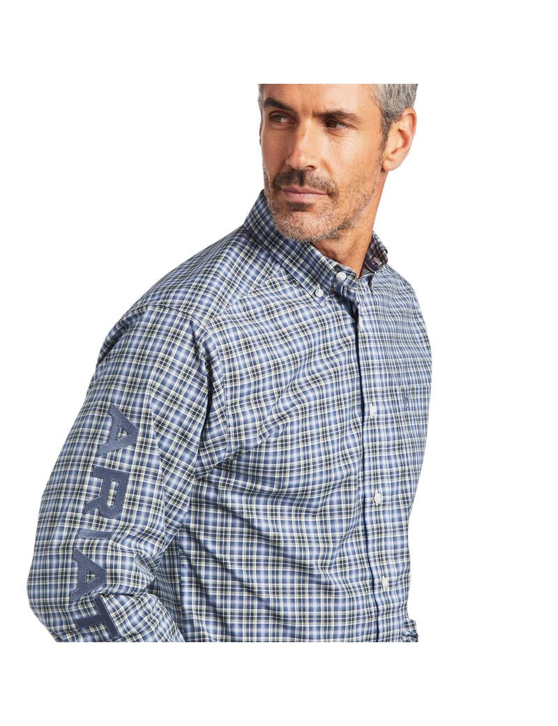 Camisas De Traje Ariat Pro Series Adriel Fitted Hombre Gris Oscuro Azules | NDRV70126