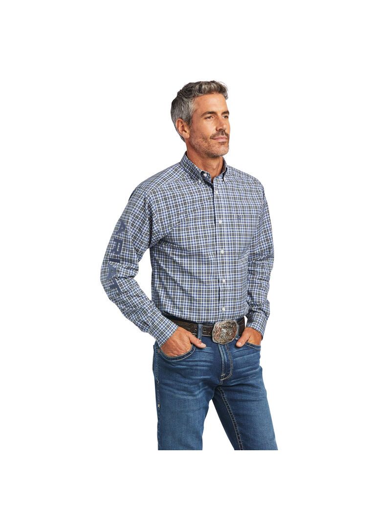 Camisas De Traje Ariat Pro Series Adriel Fitted Hombre Gris Oscuro Azules | NDRV70126