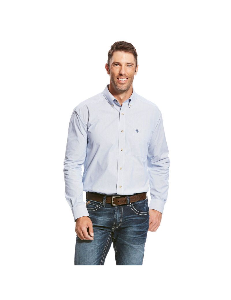 Camisas De Traje Ariat Pro Series Dayne Mini Stripe Hombre Azules | SUYB27614