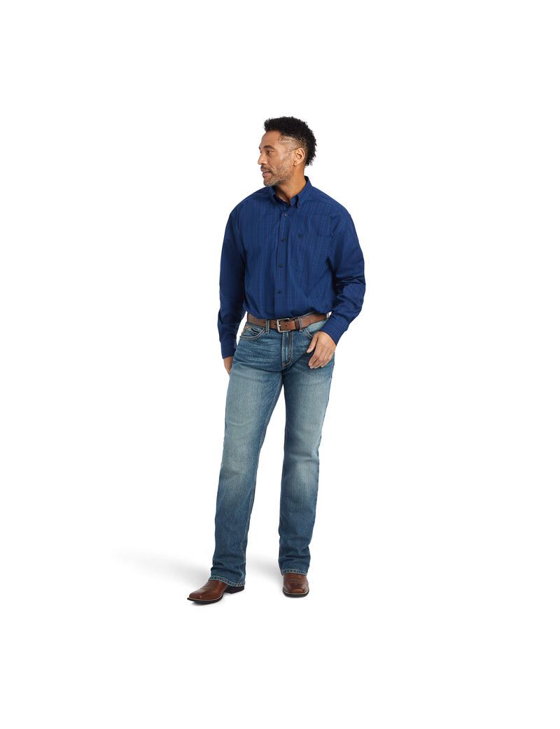 Camisas De Traje Ariat Pro Series Gidion Classic Fit Hombre Azul Marino | KXPQ86130