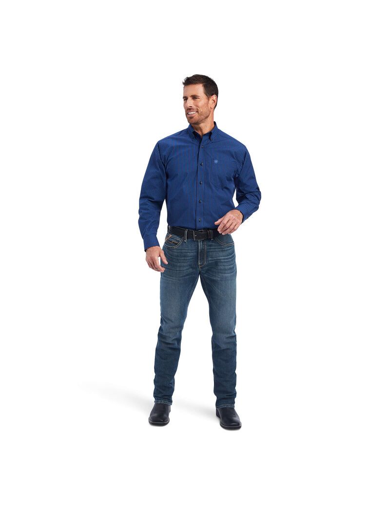 Camisas De Traje Ariat Pro Series Nelson Classic Fit Hombre Azules | DKUS06315