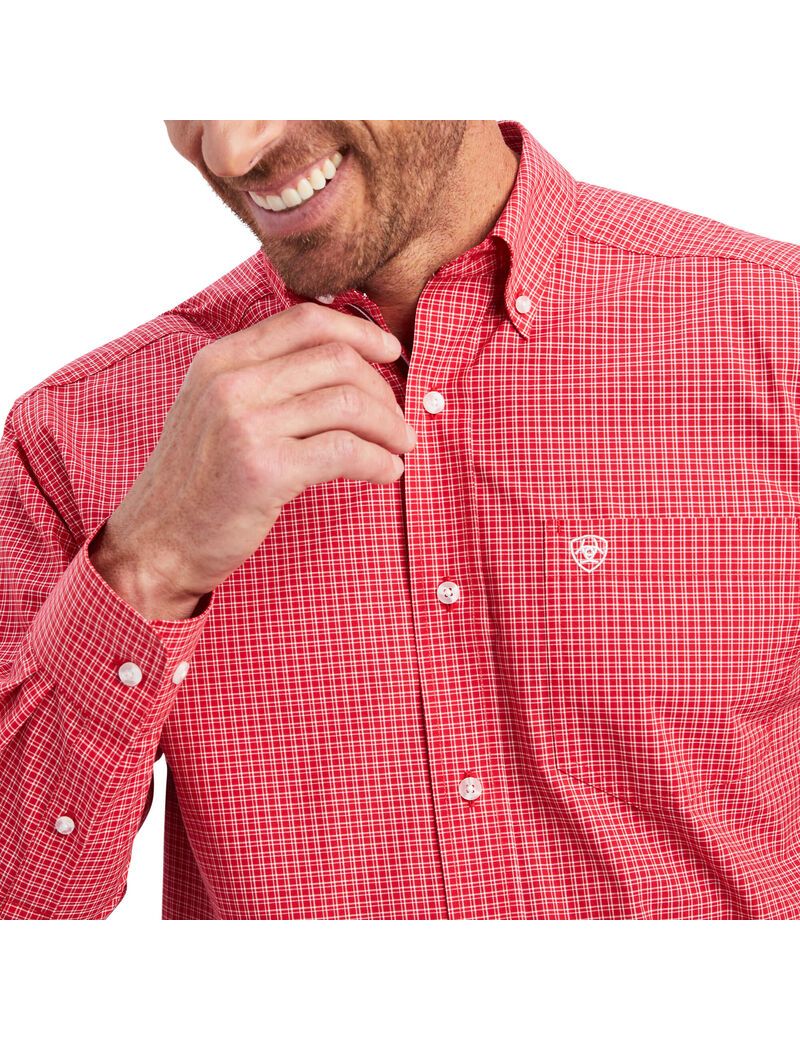 Camisas De Traje Ariat Pro Series Nevin Stretch Classic Fit Hombre Rojas | FQAO60384