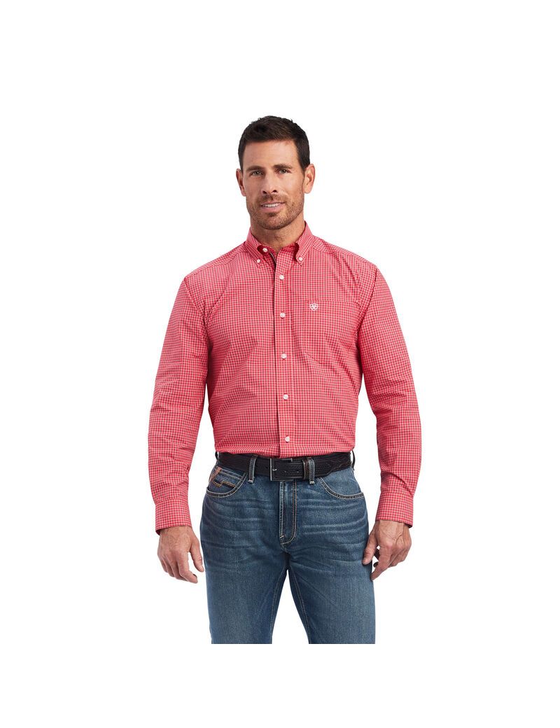 Camisas De Traje Ariat Pro Series Nevin Stretch Classic Fit Hombre Rojas | FQAO60384