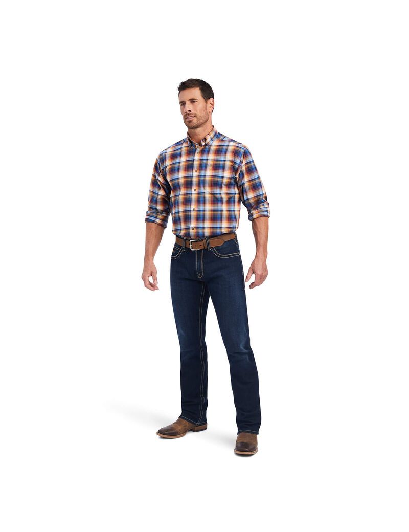 Camisas De Traje Ariat Pro Series Nigel Stretch Classic Fit Hombre Azules | YEUS95037