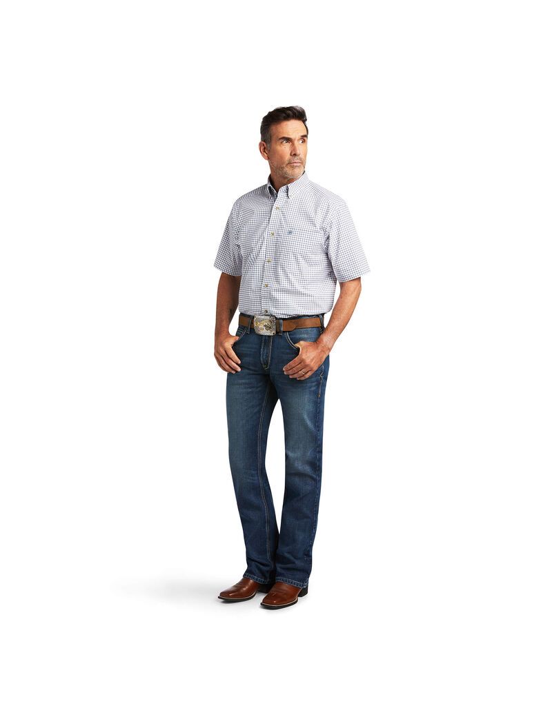 Camisas De Traje Ariat Pro Series Taha Stretch Classic Fit Hombre Blancas | TVSI09531