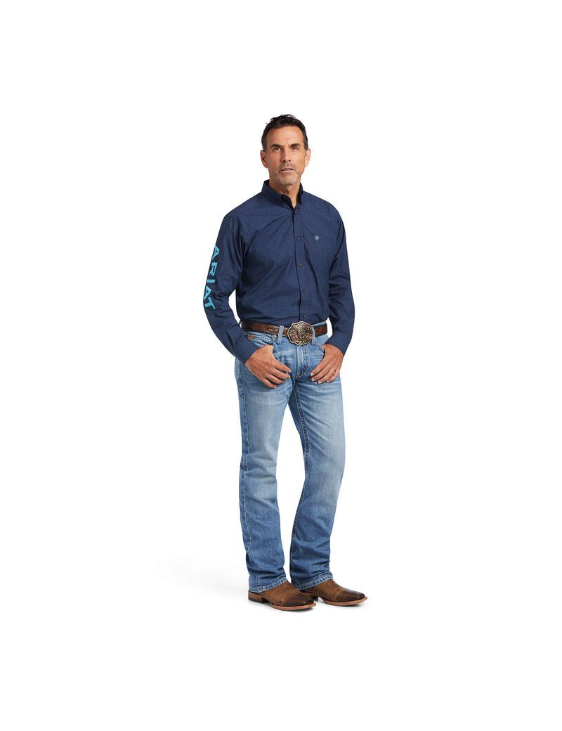 Camisas De Traje Ariat Pro Series Team Sully Classic Fit Hombre Azul Marino | ENGU32709