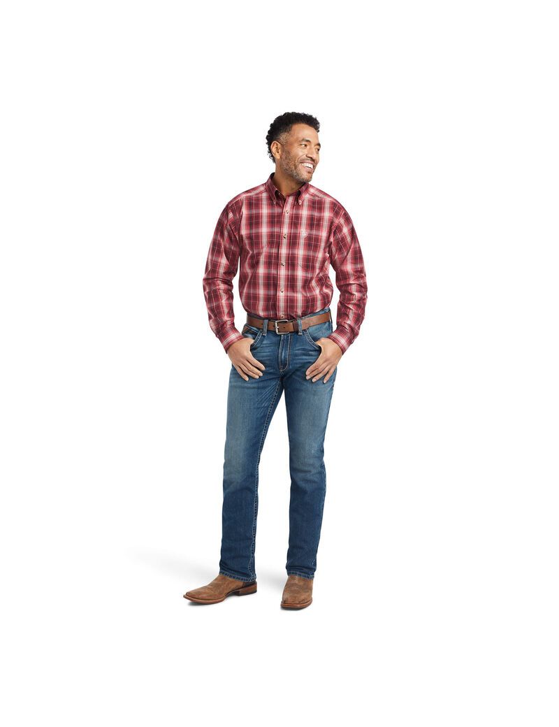 Camisas De Traje Ariat Pro Series Wagner Fitted Hombre Rojas | SKWY63204