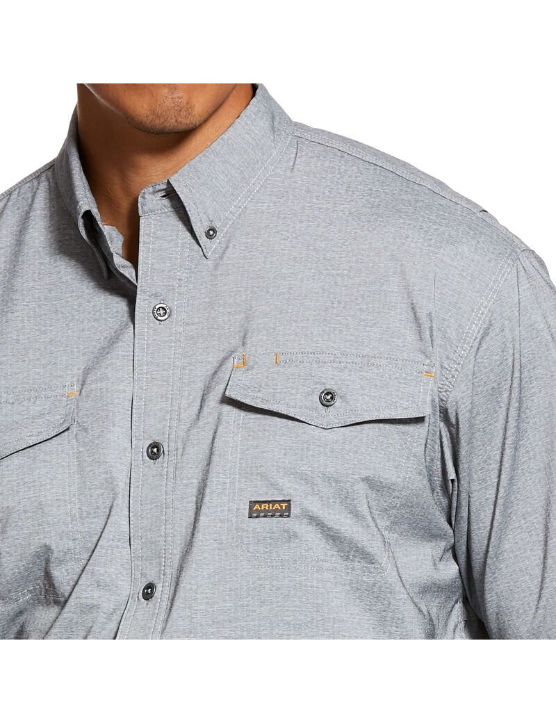 Camisas De Traje Ariat Rebar Made Tough VentTEK DuraStretch Trabajo Hombre Gris | VPGJ27059