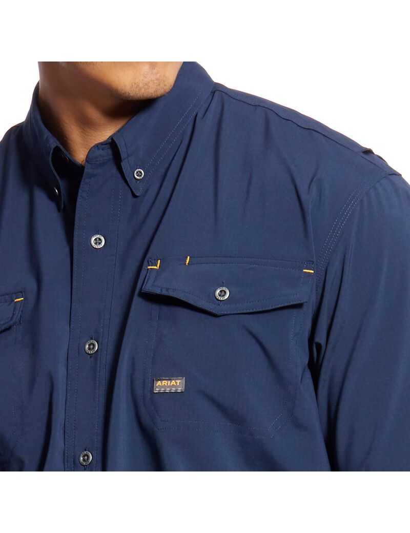 Camisas De Traje Ariat Rebar Made Tough VentTEK DuraStretch Trabajo Hombre Azul Marino | YHIF26785