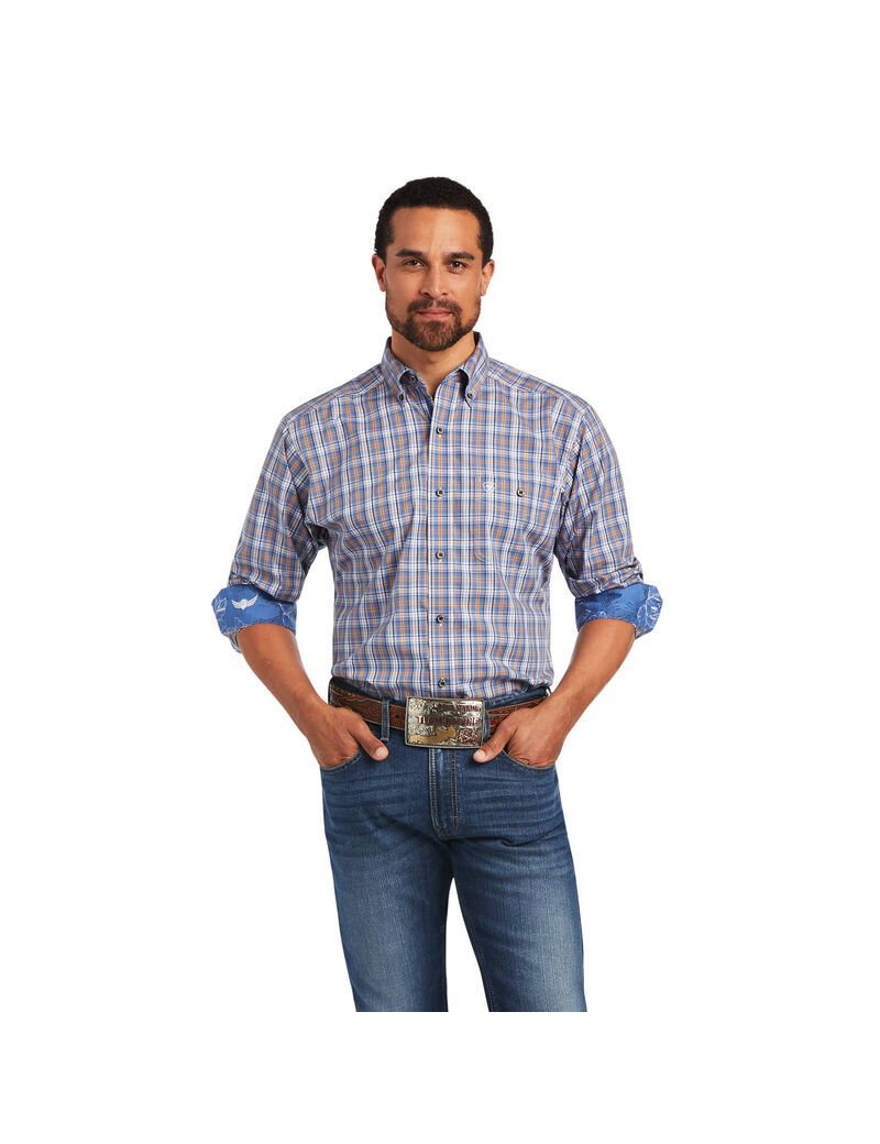 Camisas De Traje Ariat Relentless Agility Stretch Classic Fit Hombre Azules | HLCO31254