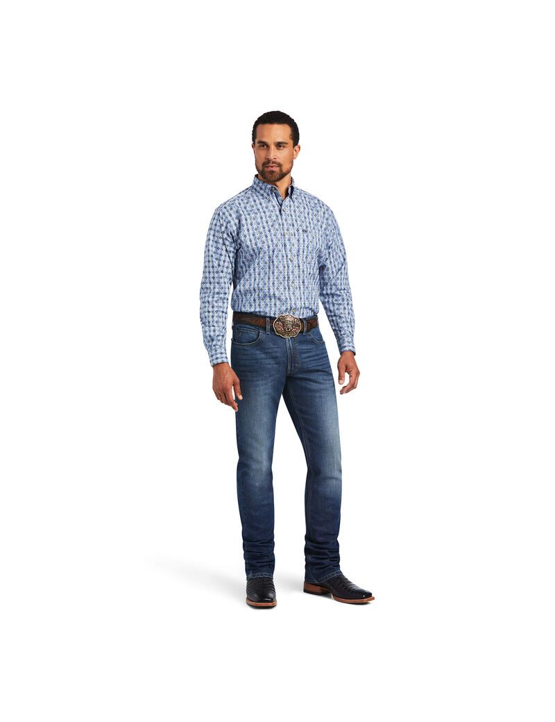 Camisas De Traje Ariat Relentless Concrete Stretch Classic Fit Hombre Azules | MPLX43769