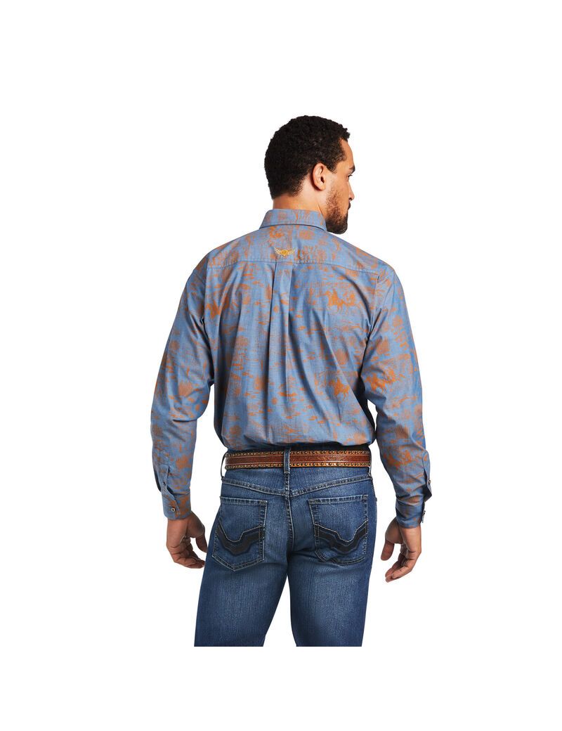 Camisas De Traje Ariat Relentless Cordage Stretch Classic Fit Hombre Azules | ZJHL68179