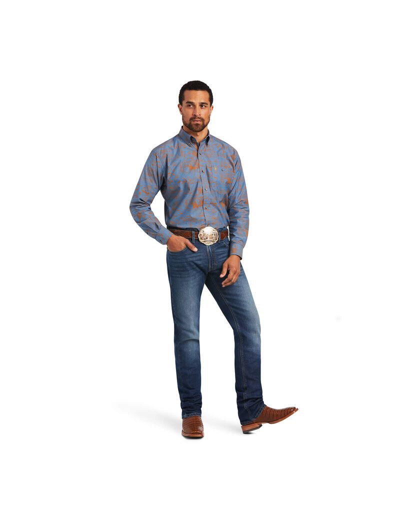 Camisas De Traje Ariat Relentless Cordage Stretch Classic Fit Hombre Azules | ZJHL68179