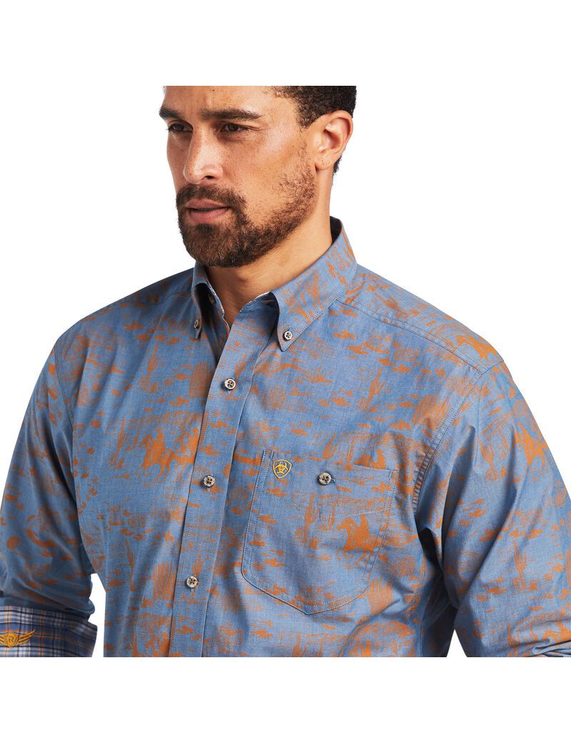 Camisas De Traje Ariat Relentless Cordage Stretch Classic Fit Hombre Azules | ZJHL68179