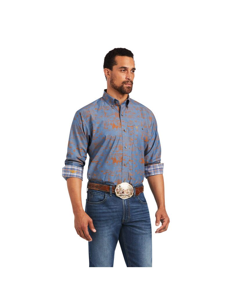 Camisas De Traje Ariat Relentless Cordage Stretch Classic Fit Hombre Azules | ZJHL68179