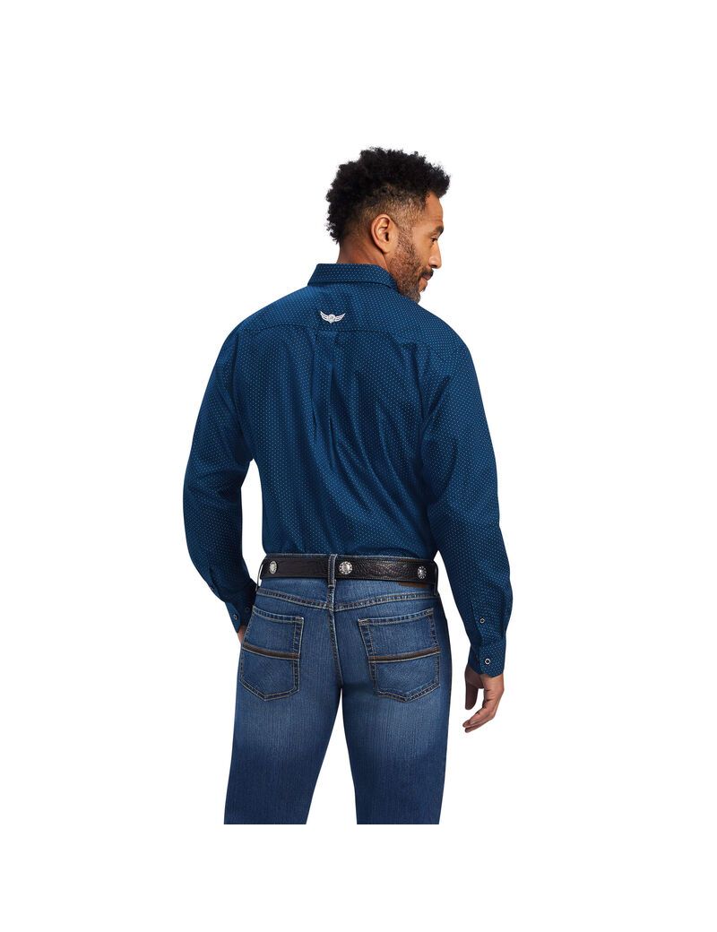 Camisas De Traje Ariat Relentless Skillful Stretch Classic Fit Hombre Azul Marino | XCKN34529