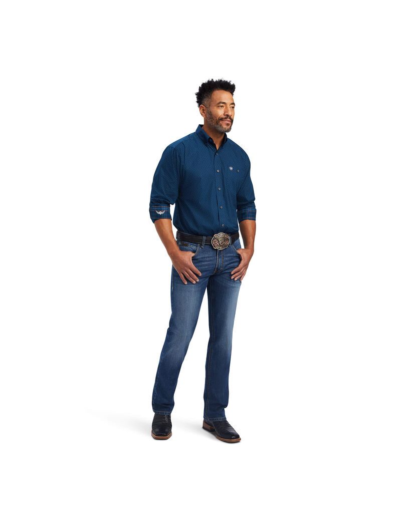 Camisas De Traje Ariat Relentless Skillful Stretch Classic Fit Hombre Azul Marino | XCKN34529