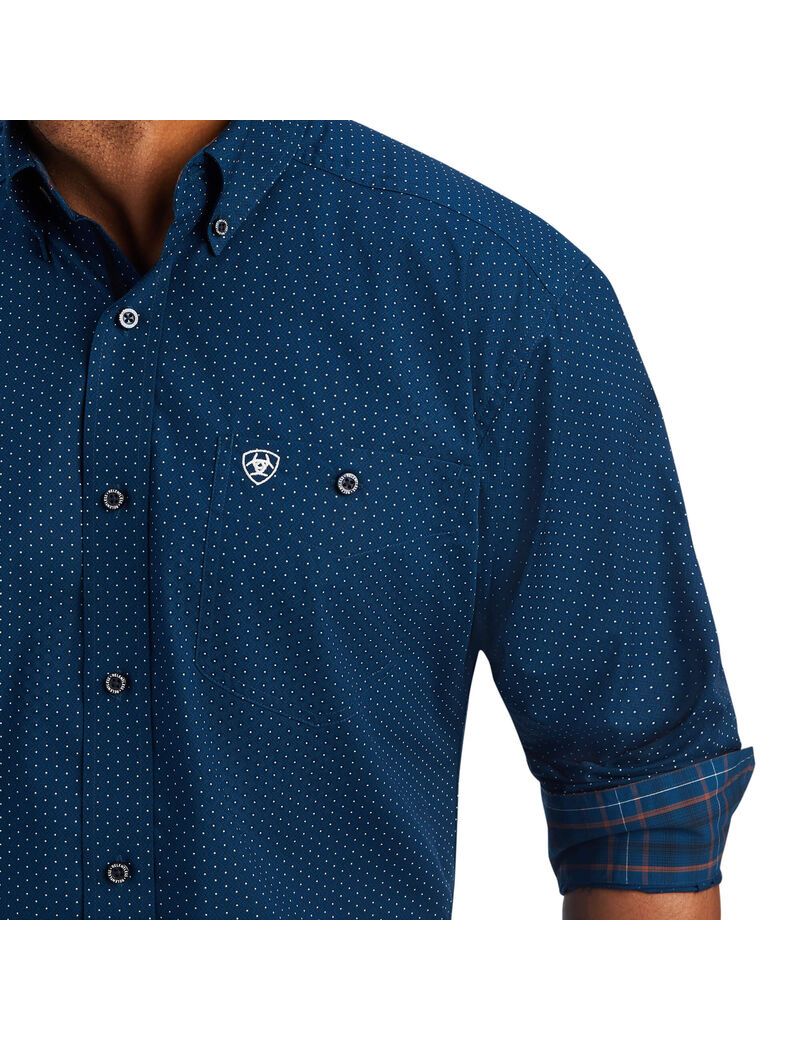 Camisas De Traje Ariat Relentless Skillful Stretch Classic Fit Hombre Azul Marino | XCKN34529