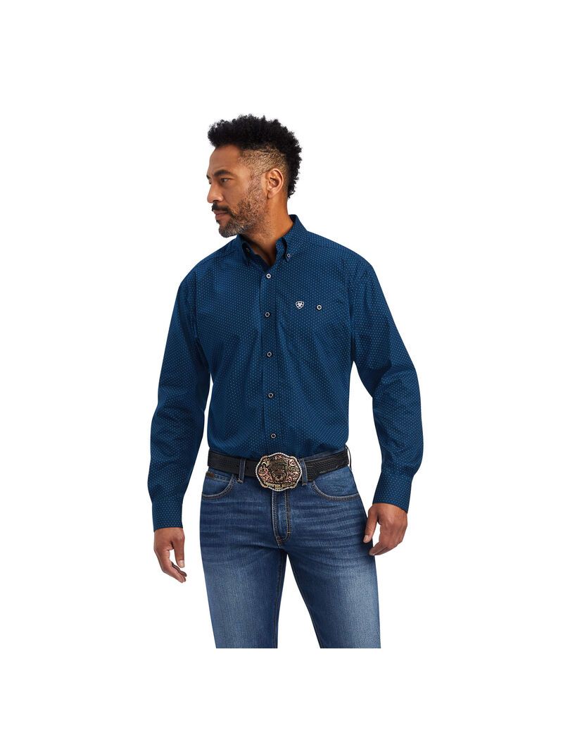 Camisas De Traje Ariat Relentless Skillful Stretch Classic Fit Hombre Azul Marino | XCKN34529