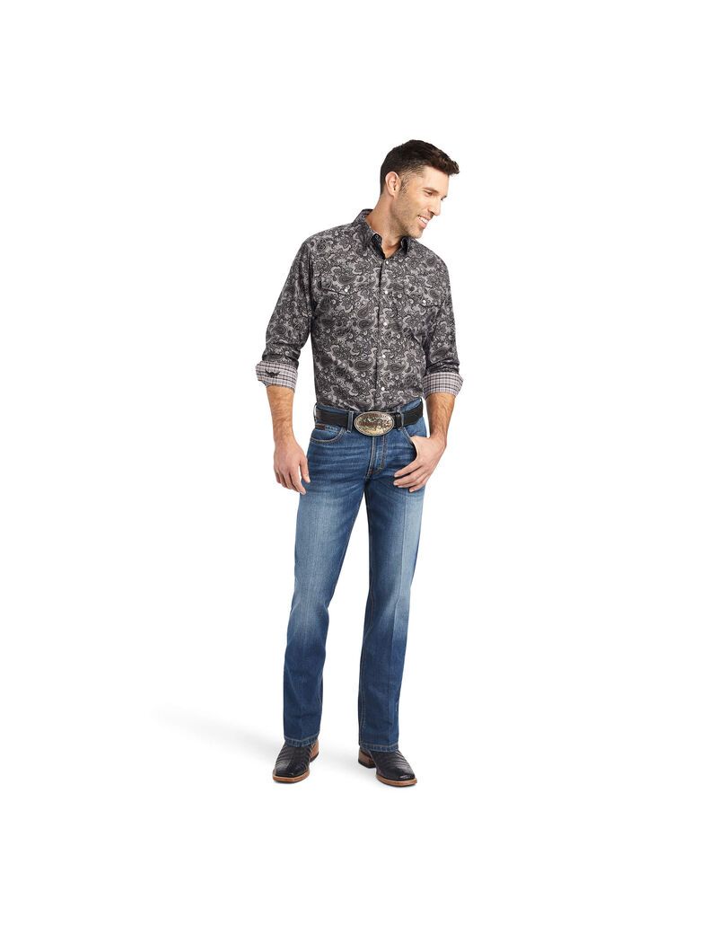 Camisas De Traje Ariat Relentless Sprightly Stretch Classic Fit Snap Hombre Negras | MEQU82065