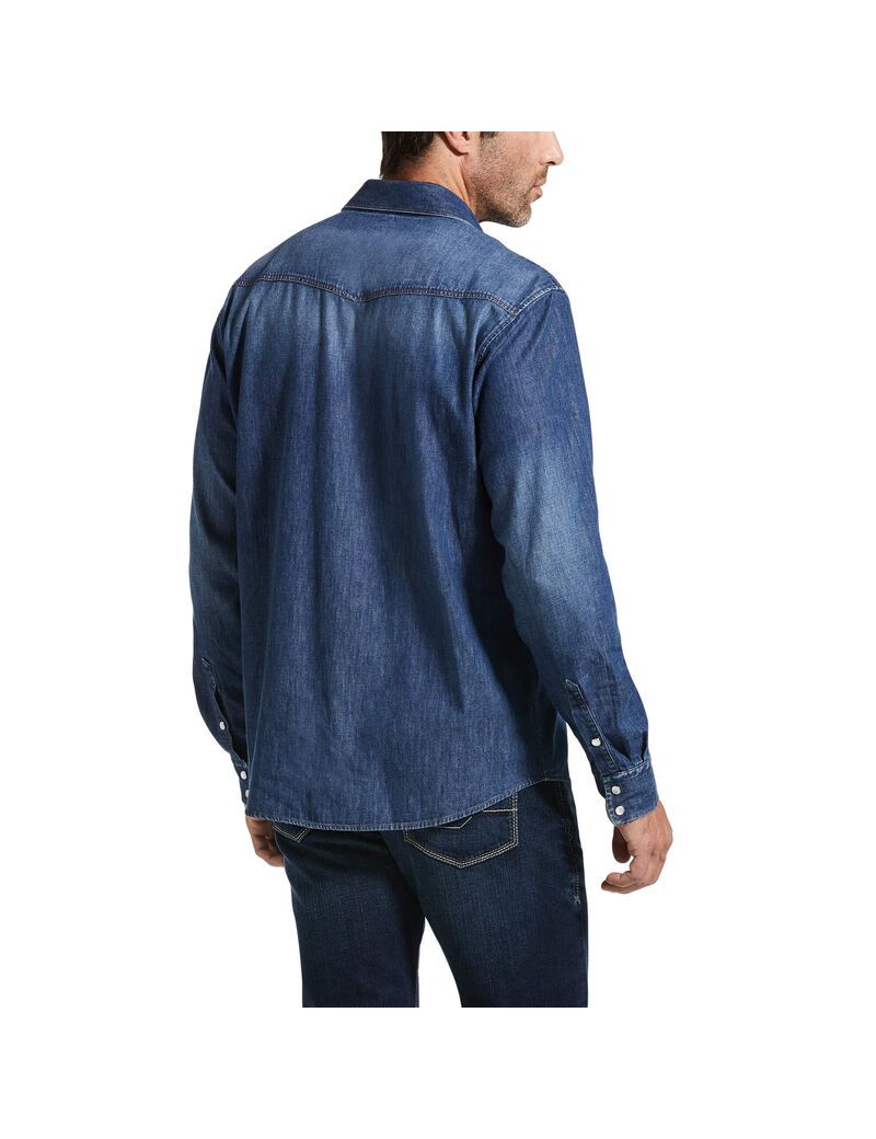 Camisas De Traje Ariat Retro Fit Denim Hombre Gris | KXMI60957