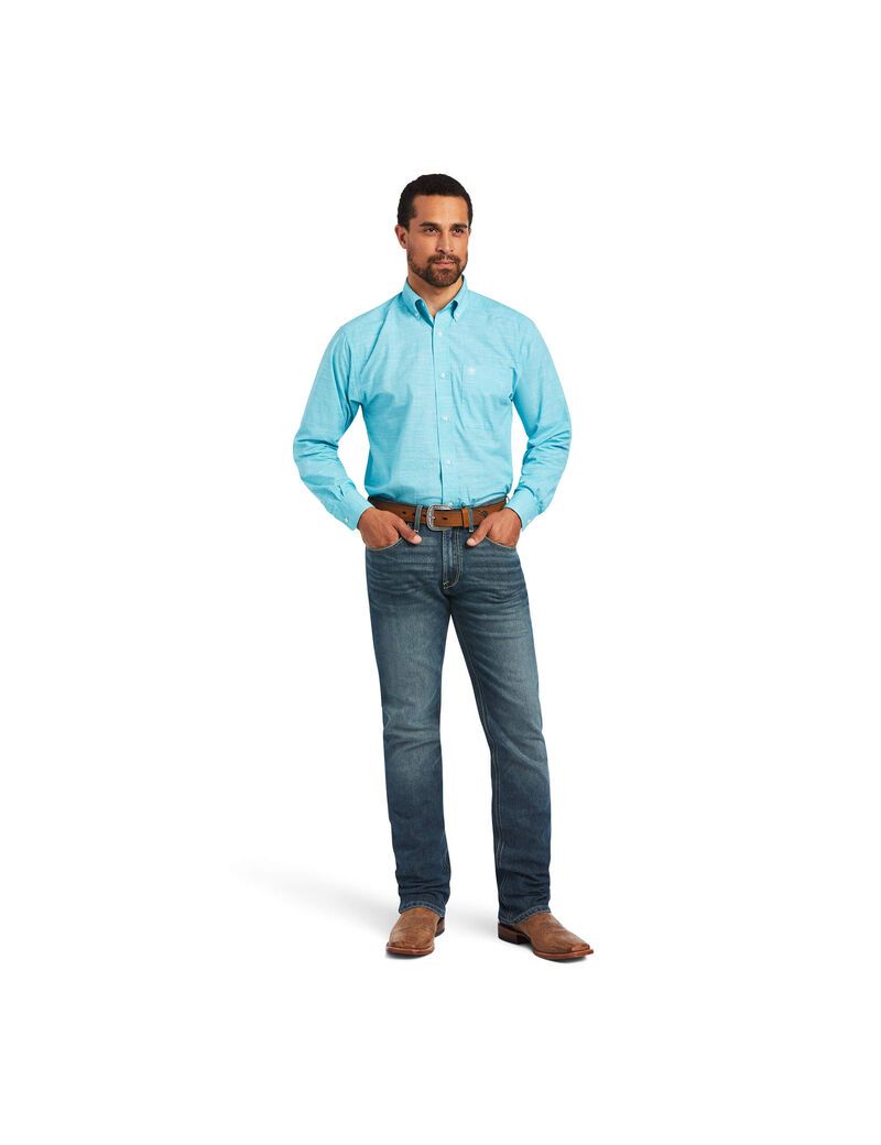 Camisas De Traje Ariat Solid Slub Classic Fit Hombre Multicolor | FYNC69784