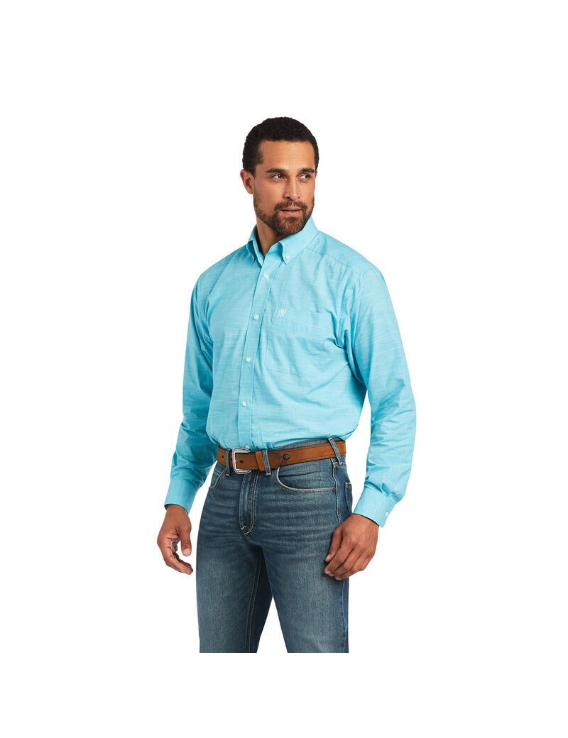 Camisas De Traje Ariat Solid Slub Classic Fit Hombre Multicolor | FYNC69784