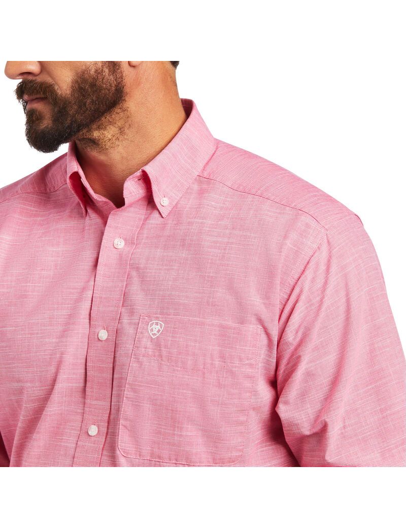 Camisas De Traje Ariat Solid Slub Classic Fit Hombre Rosas Claro | NAWX62548