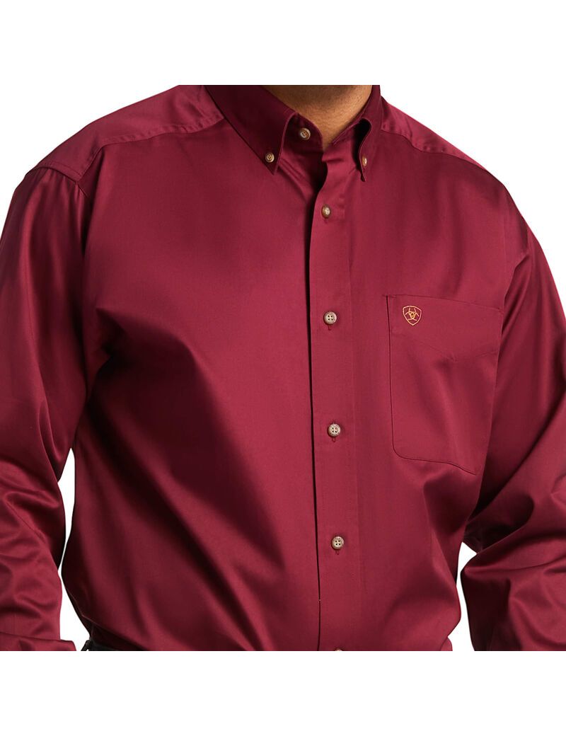 Camisas De Traje Ariat Solid Twill Classic Fit Hombre Burdeos | GLVU81507