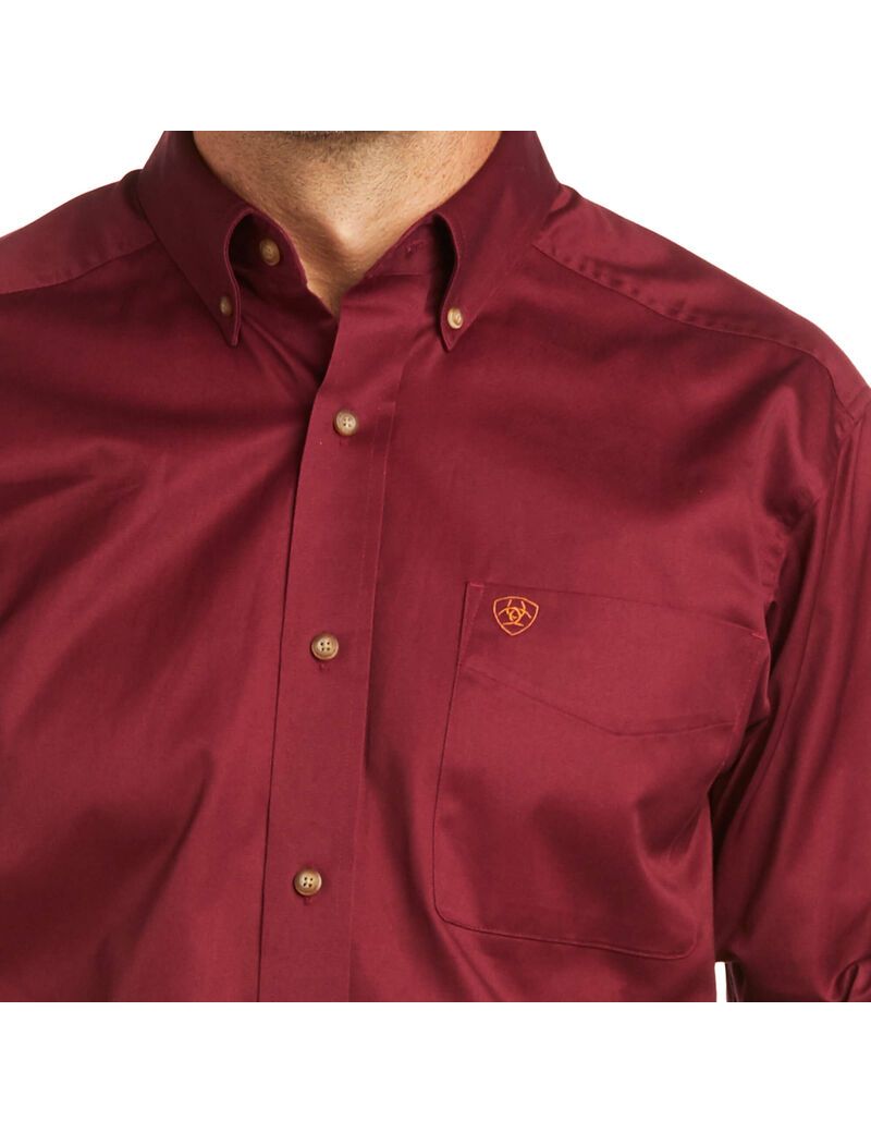 Camisas De Traje Ariat Solid Twill Fitted Hombre Burdeos | IVGB58473