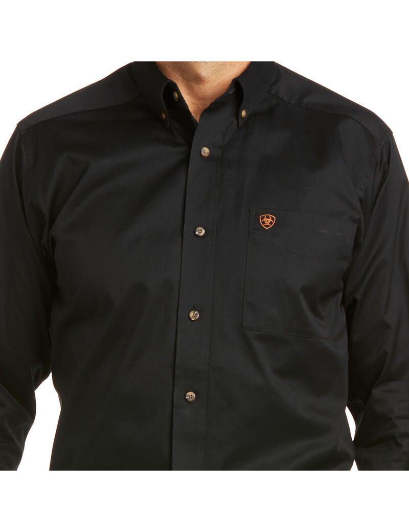 Camisas De Traje Ariat Solid Twill Fitted Hombre Negras | LRSI81907