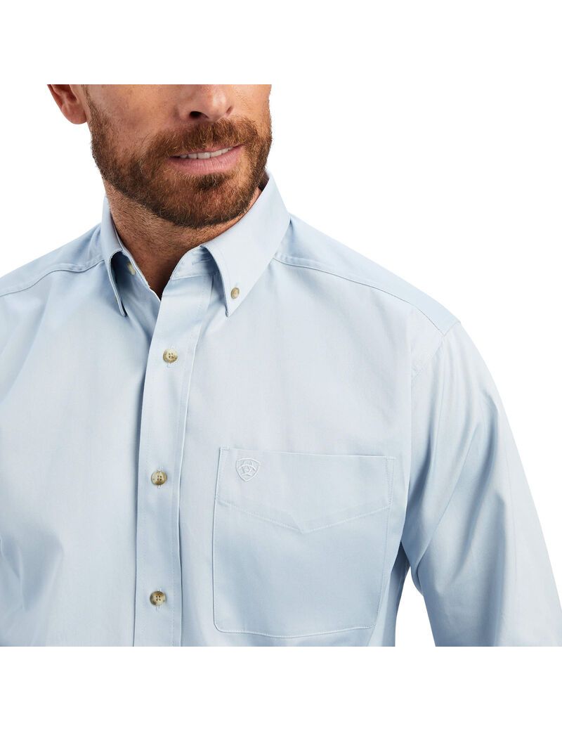 Camisas De Traje Ariat Solid Twill Hombre Azules | CWEM24850