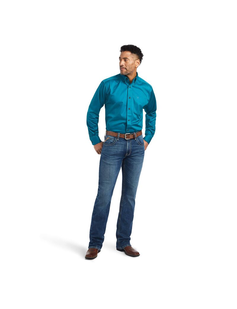 Camisas De Traje Ariat Solid Twill Hombre Multicolor | MFTA50162