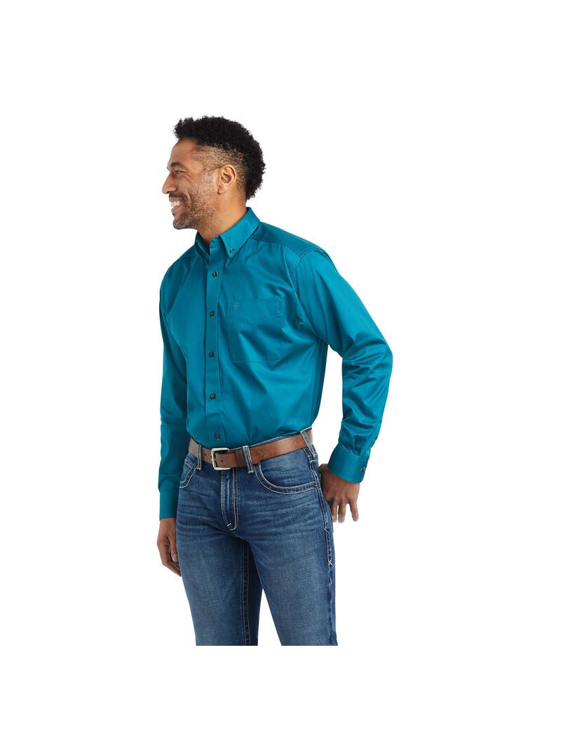 Camisas De Traje Ariat Solid Twill Hombre Multicolor | MFTA50162