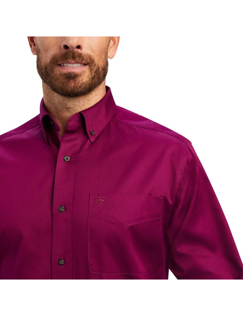 Camisas De Traje Ariat Solid Twill Hombre Moradas | RBSZ75062