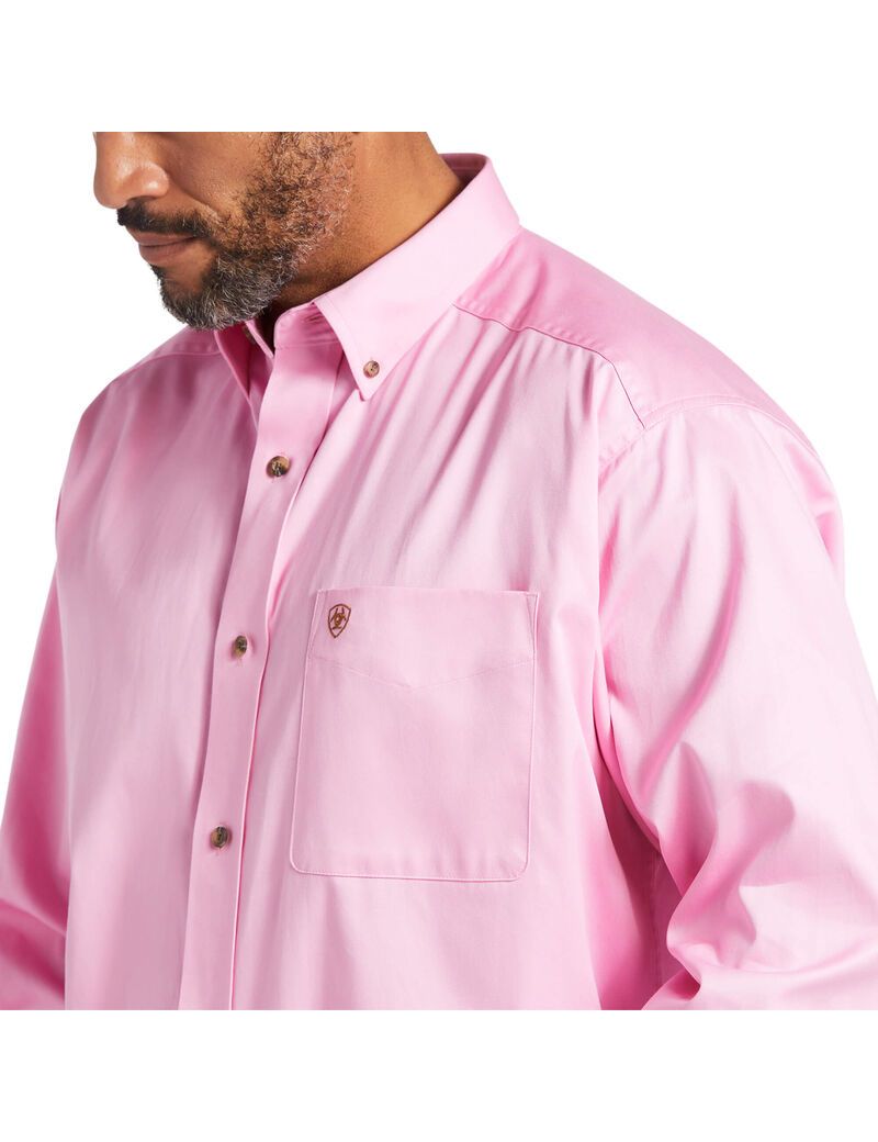 Camisas De Traje Ariat Solid Twill Hombre Rosas | TZBV05361