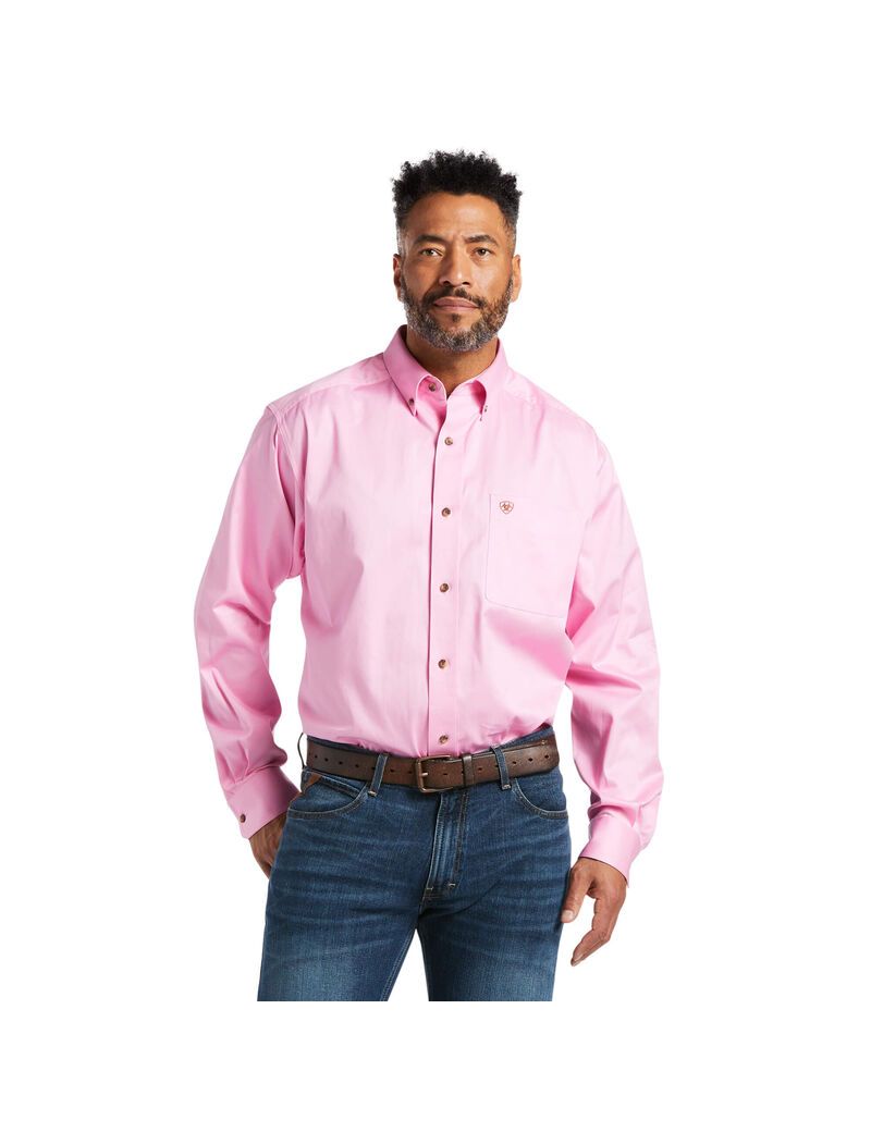 Camisas De Traje Ariat Solid Twill Hombre Rosas | TZBV05361