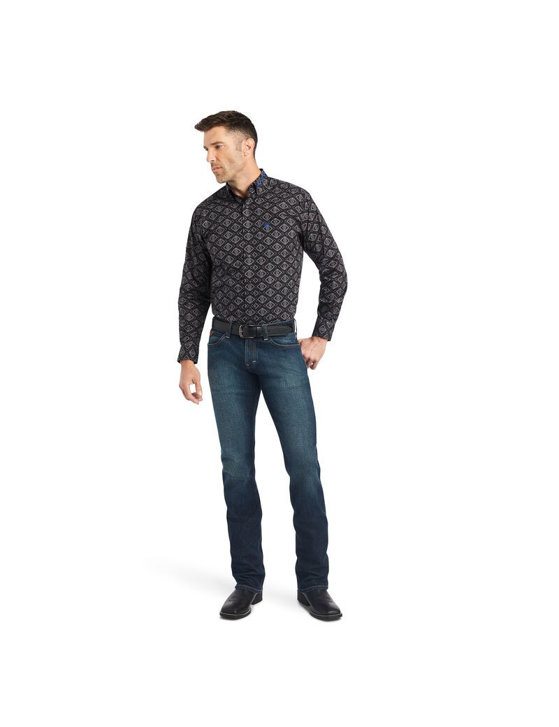 Camisas De Traje Ariat Team Clyde Fitted Hombre Negras | PTRF81306