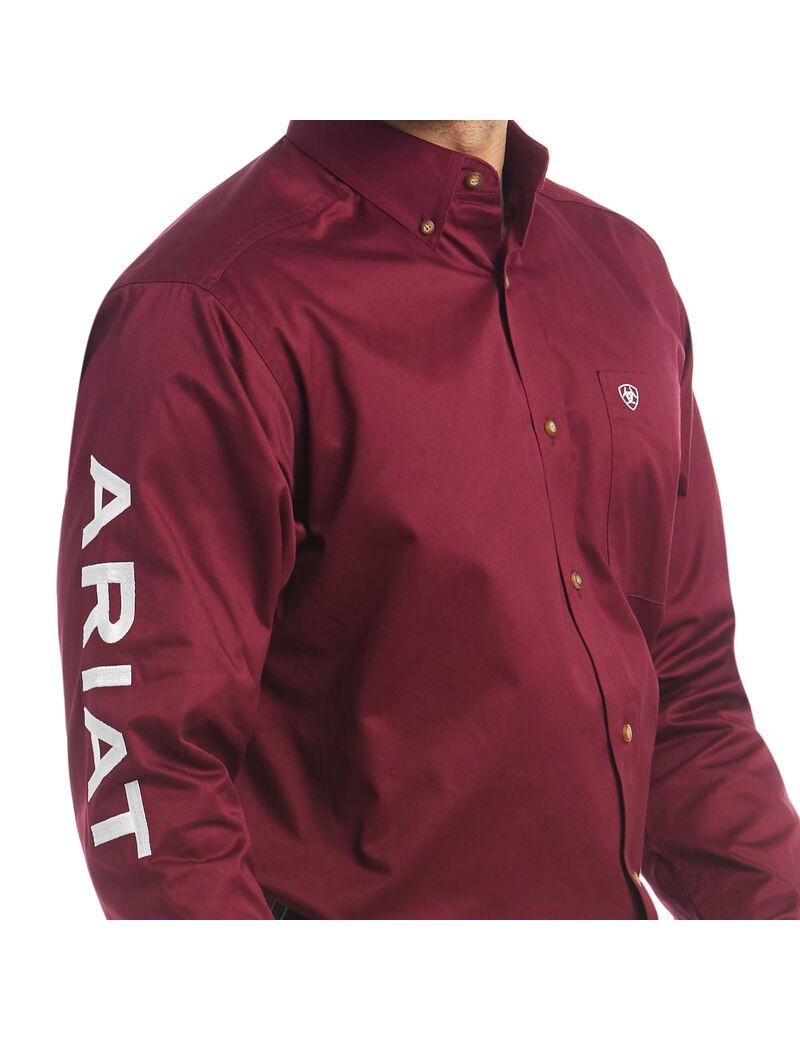 Camisas De Traje Ariat Team Logo Twill Classic Fit Hombre Burdeos | AXNV60418